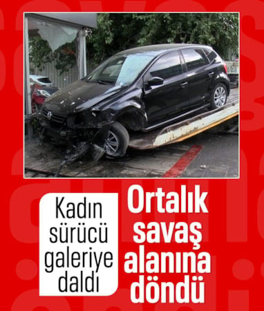 İstanbul'da kadın sürücü galeriye daldı