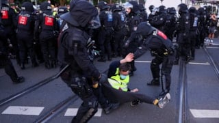 AfD Partisi'nin kongresini engellemek isteyen protestoculara polis müdahale etti