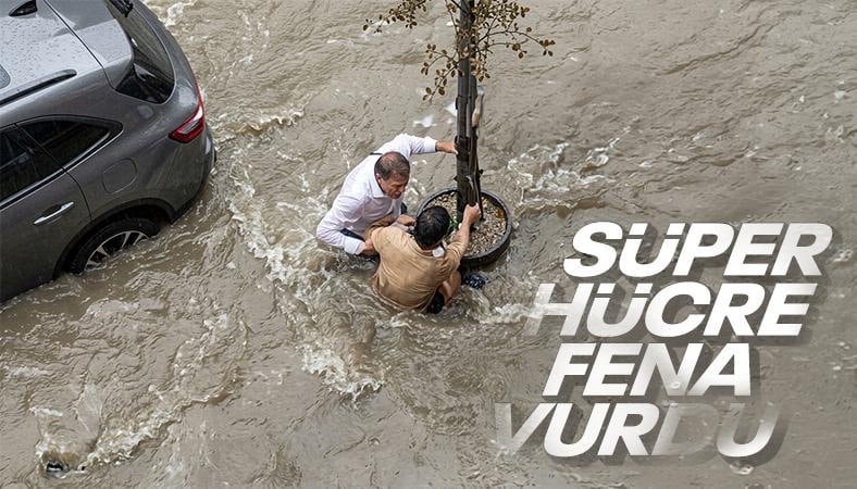 İstanbul'da sağanak: Akıntıya kapılan kadını vatandaşlar kurtardı