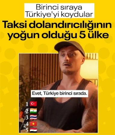 İngiliz yayıncı, taksi dolandırıcılığında Türkiye'yi birinci sıraya koydu