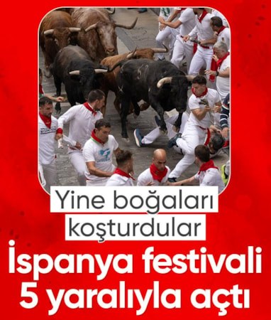 İspanya’da geleneksel boğa koşusu: 5 kişi yaralandı
