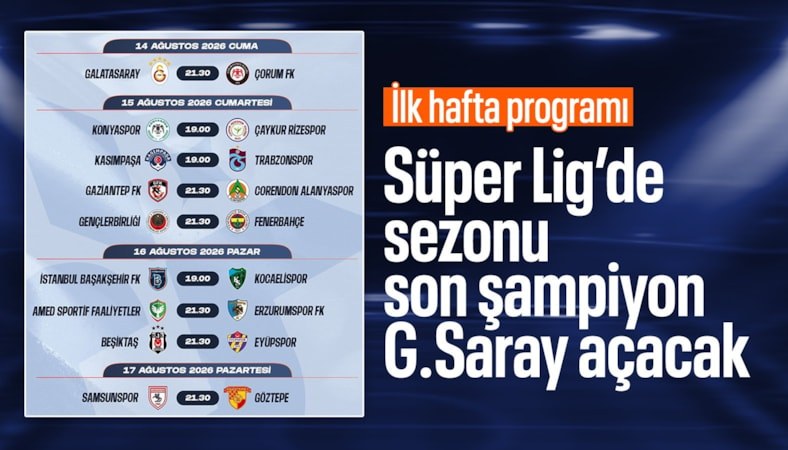 Süper Lig'de program belli oldu: Perde Galatasaray-Çorum FK maçıyla açılıyor