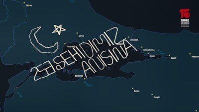 15 Temmuz'un 253 şehidi anısına gökyüzüne yazı yazıldı