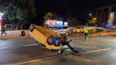 Kayseri'de takla atan otomobil sürücüsü kayıplara karıştı