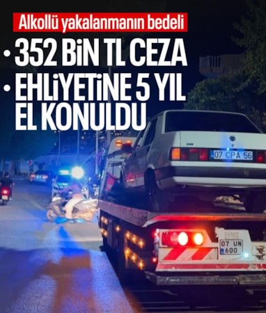 Antalya'da alkollü yakalanan sürücünün ehliyetine 5 yıl el koyuldu