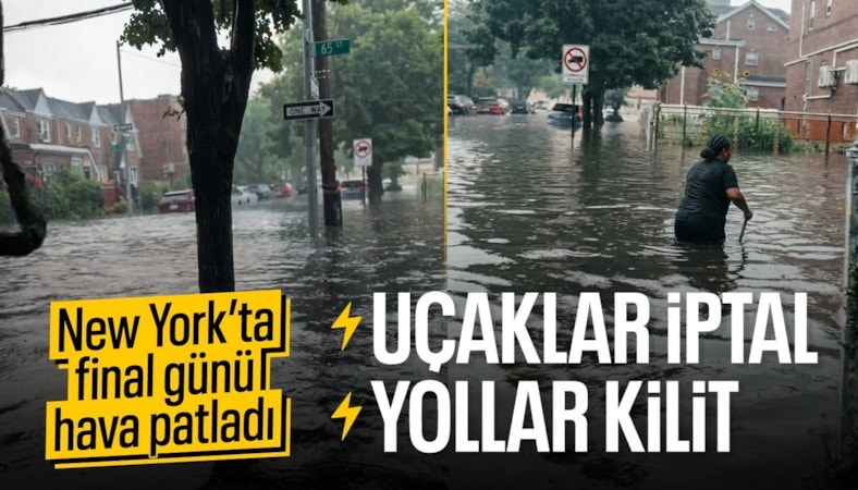 Dünya Kupası finali öncesi New York'u sel bastı