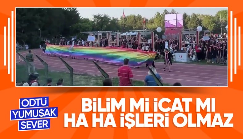 ODTÜ mezuniyet töreninde LGBT bayrağı açıldı