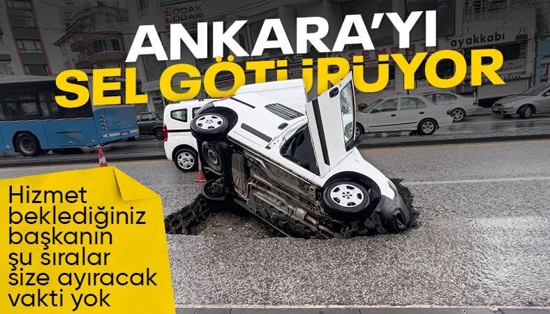 Ankara'da sağanak sonrası yollar göle döndü