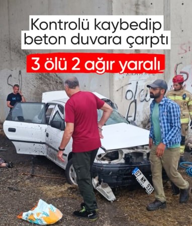 Bursa'da otomobil beton duvara çarptı: 3 ölü, 2 ağır yaralı