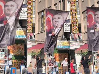 Kayseri’de Yeni Parti açılışında ‘6 oklu Atatürk’ posteri kesildi