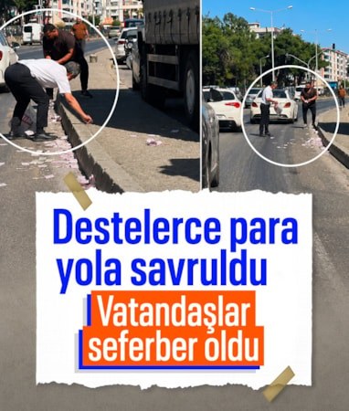 İzmir'de deste deste paralar yola savruldu: Vatandaşlar toplamak için seferber oldu