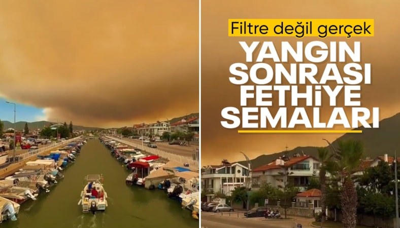 Muğla'da orman yangınında göz gözü göremez oldu: Gökyüzü dumanla kaplandı