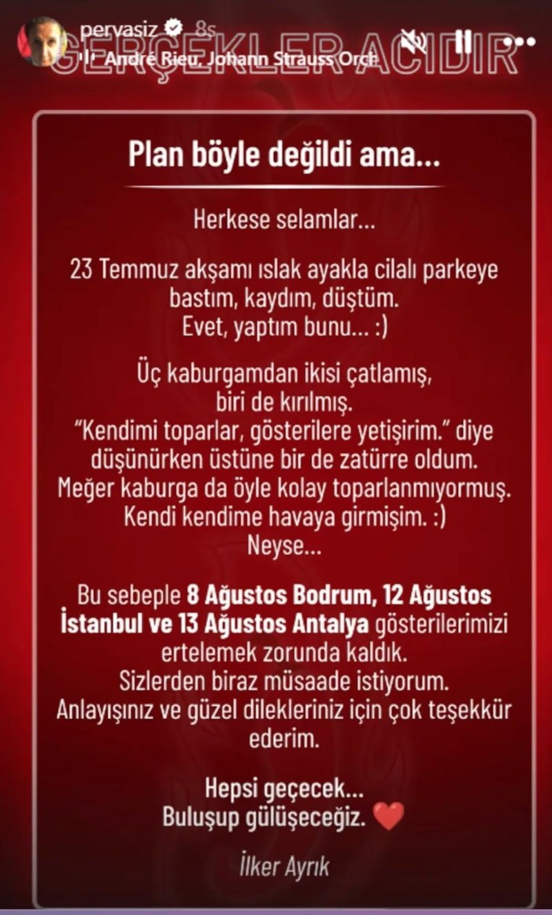 İlker A rık'ın Gösteri Takvimi Ertelendi: Sağlık Durumu ve Son Gelişmeler