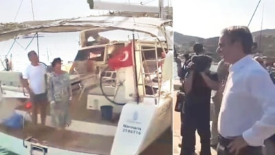 Kiryakos Miçotakis, Yunan adalarında Türk turistlerle karşılaştı: Hoş geldiniz