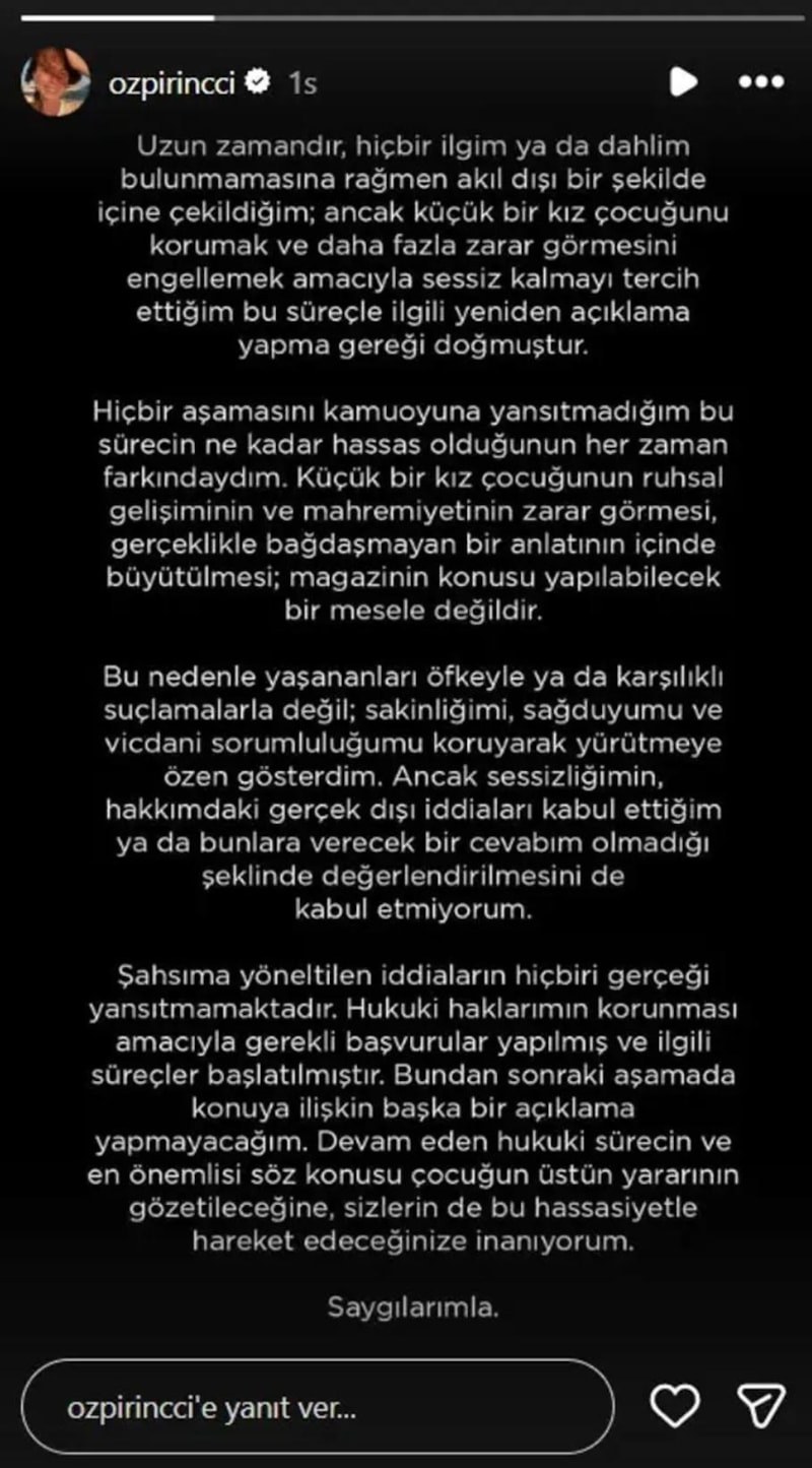 Özge Özpirinçci, İddialara Cevap Verdi: Sessizliğin Ardındaki Vicdani Sorumluluk