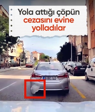 Bolu'da otomobilin camından çöp atan sürücü araç kamerasına yakalandı