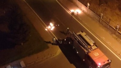 Kayseri'de seyir halindeki motosiklet alev alev yandı