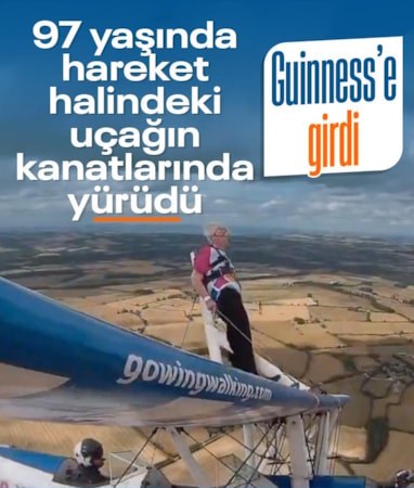İngiltere'de 97 yaşındaki Betty Bromage "en yaşlı kadın kanat yürüyüşçüsü" olarak Guinness'e girdi