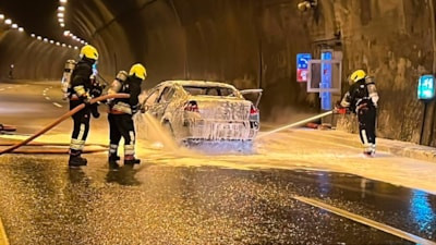 Bolu Dağı Tüneli'nde otomobil alev aldı: Ankara yönünde trafik durdu