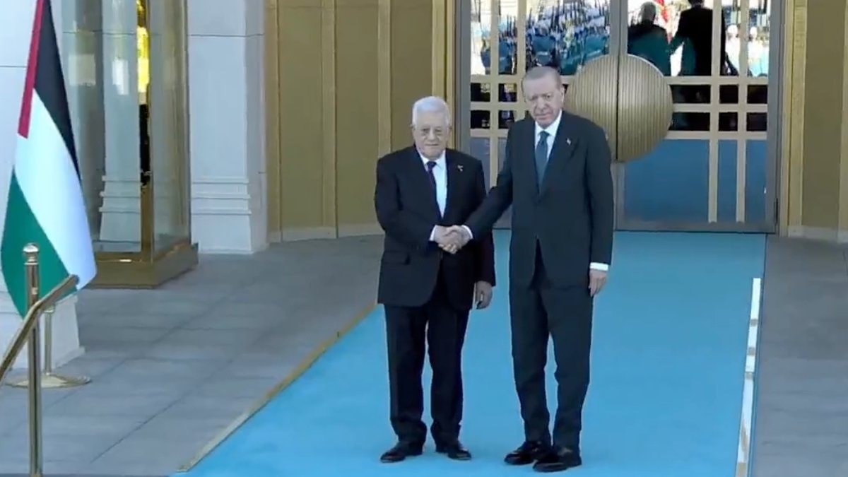 Cumhurbaşkanı Erdoğan Filistin Devlet Başkanı Abbas'ı Beştepe'de karşıladı
