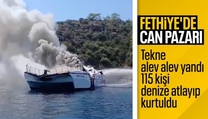 Muğla'da gezi teknesinde can pazarı: 115 kişi suya atladı