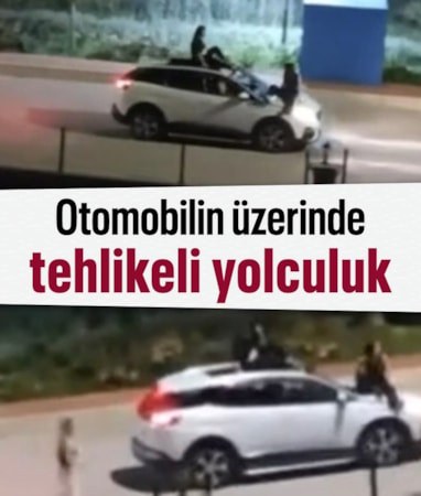 Elazığ'da kadınların otomobilin üstünde tehlikeli yolculuğu