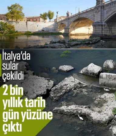 İtalya'da kuraklık nedeniyle sular çekildi: 2 bin yıllık tarih gün yüzüne çıktı