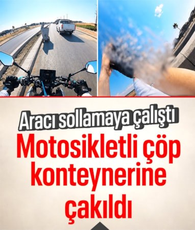 Eskişehir'de aracı sollamaya çalışan motosikletli çöp konteynerine çakıldı