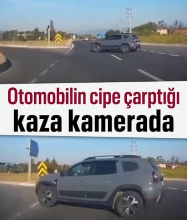 Düzce'de otomobilin cipe çarptığı kaza kamerada: 5 yaralı