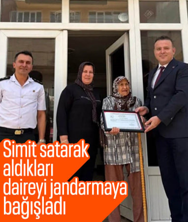 Burdur'da yıllarca simit satarak kazandıkları evlerini jandarmaya bağışladı