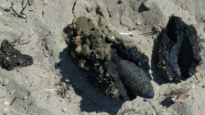 Çanakkale'de halk plajında patlamamış top mermisi paniği