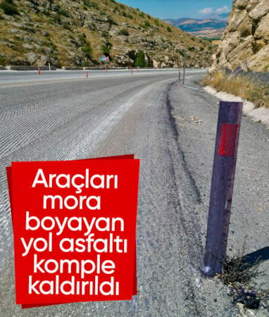 Afyonkarahisar'da araçları mora boyayan yol asfaltı komple kazındı