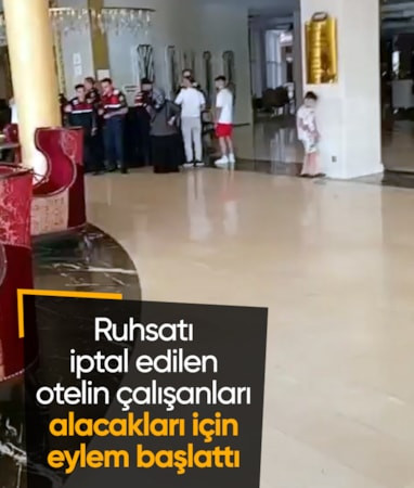 Yalova'da maaş ve tazminatlarını alamayan otel çalışanları eylem başlattı