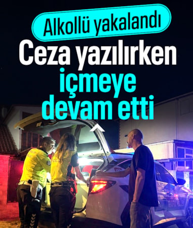 Tekirdağ'da alkollü yakalanan aday sürücü, ceza yazılırken de içki içti