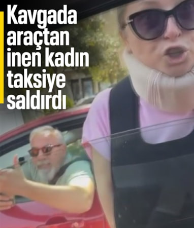 İstanbul'da yol verme kavgası: Araçtan inen kadın taksiye saldırdı