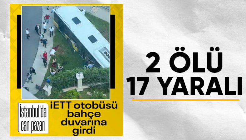 İETT otobüsünün kaza anları güvenlik kamerasında