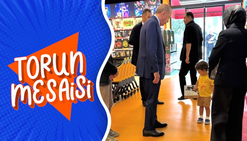 Cumhurbaşkanı Erdoğan'ın torun mesaisi: Oyuncak dükkanını ziyaret etti