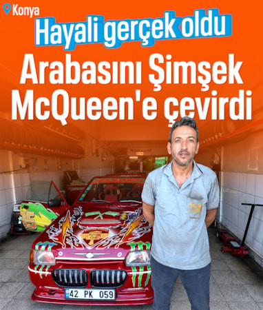 Konya'da rot balans ustası, aracını Şimşek McQueen'e çevirdi