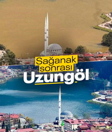 Uzungöl, sağanak sonrası kahverengiye döndü