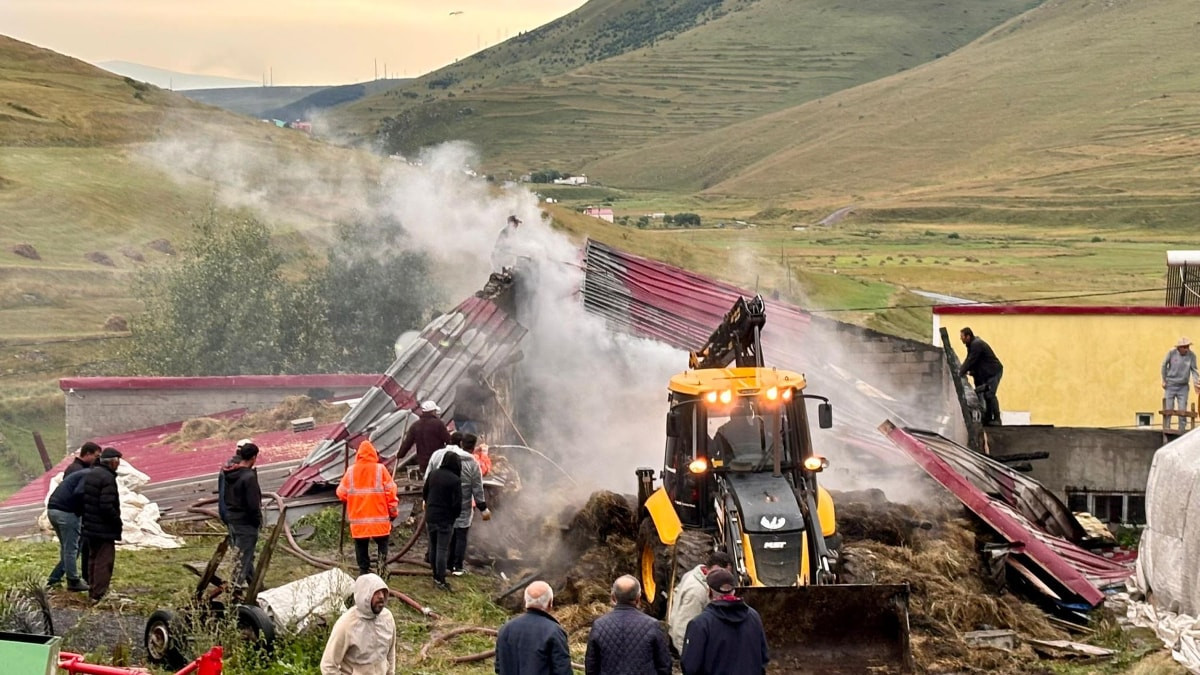 Ardahan'da ahır ve depoda yangın