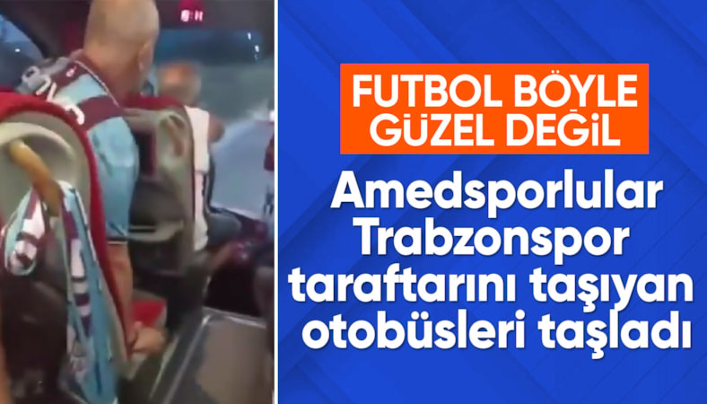 Amedspor taraftarları, Trabzonspor deplasman otobüsüne taşlı saldırıda bulundu
