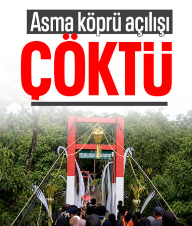 Endonezya'da köprü açılışı beklenmedik sonlandı: Çöktü