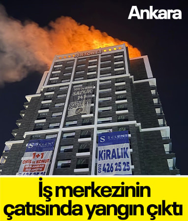 Ankara'da bir binanın çatısında yangın çıktı
