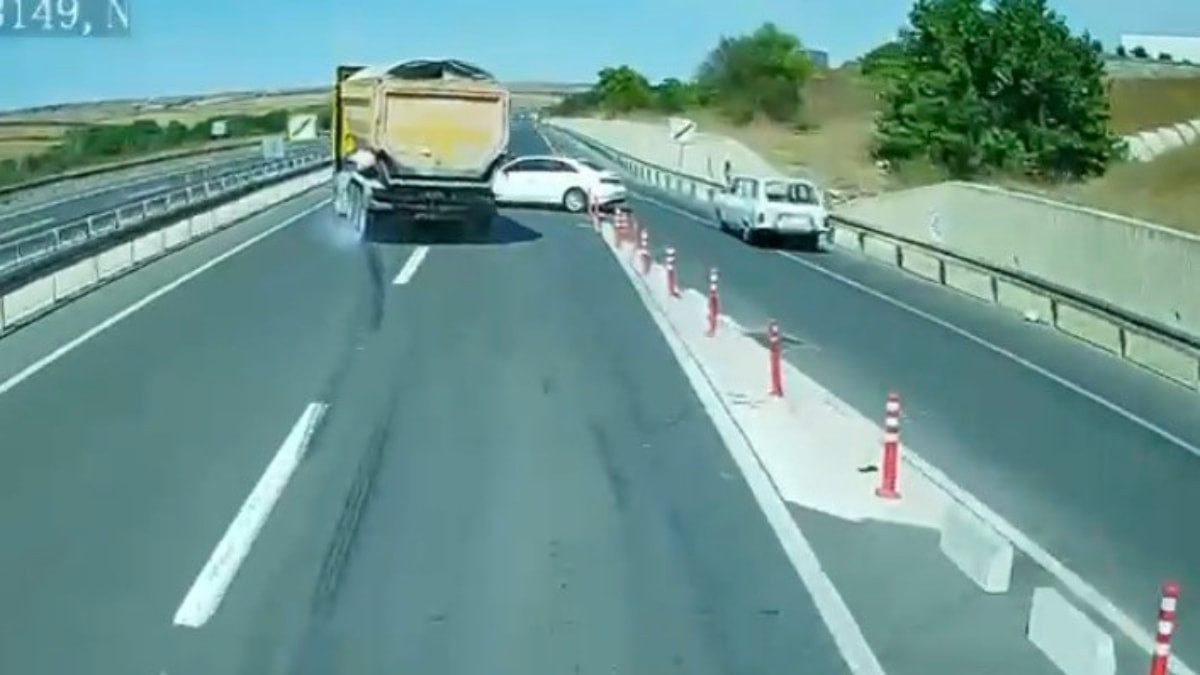 Tekirdağ'da tırın önüne aracını kırdı: Sürücünün dikkati faciayı önledi