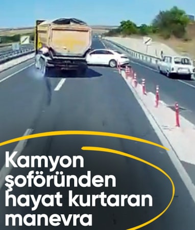 Tekirdağ'da tırın önüne aracını kırdı: Sürücünün dikkati faciayı önledi