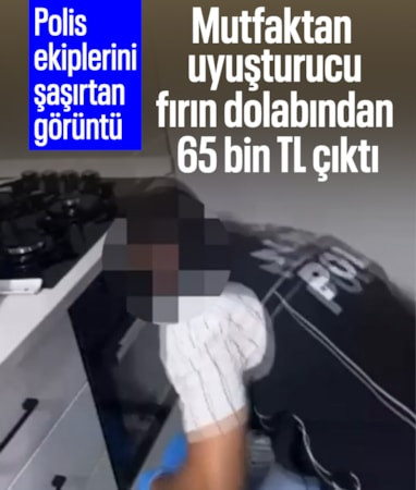 Kocaeli'de bir evde yapılan aramada mutfaktan uyuşturucu, fırın dolabından 65 bin TL çıktı