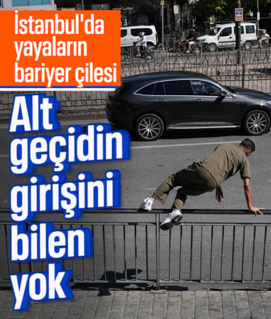 İstanbul'da yayaların bariyer çilesi: Kısa yol için demirleri aşıyorlar