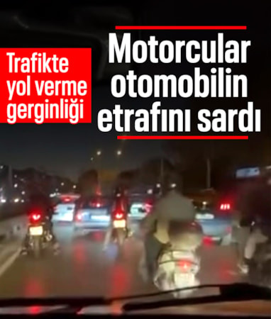 Bursa'da otomobil sürücü ile motosikletliler arasında yol verme gerginliği yaşandı
