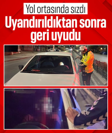 Kayseri'de yol ortasında sızdı: Uyandırılan sürücü geri uyudu