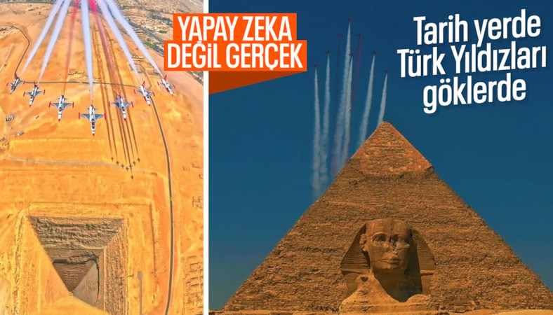 Türk Yıldızları, Mısır Piramitleri'nin üzerinde gösteri uçuşu yaptı